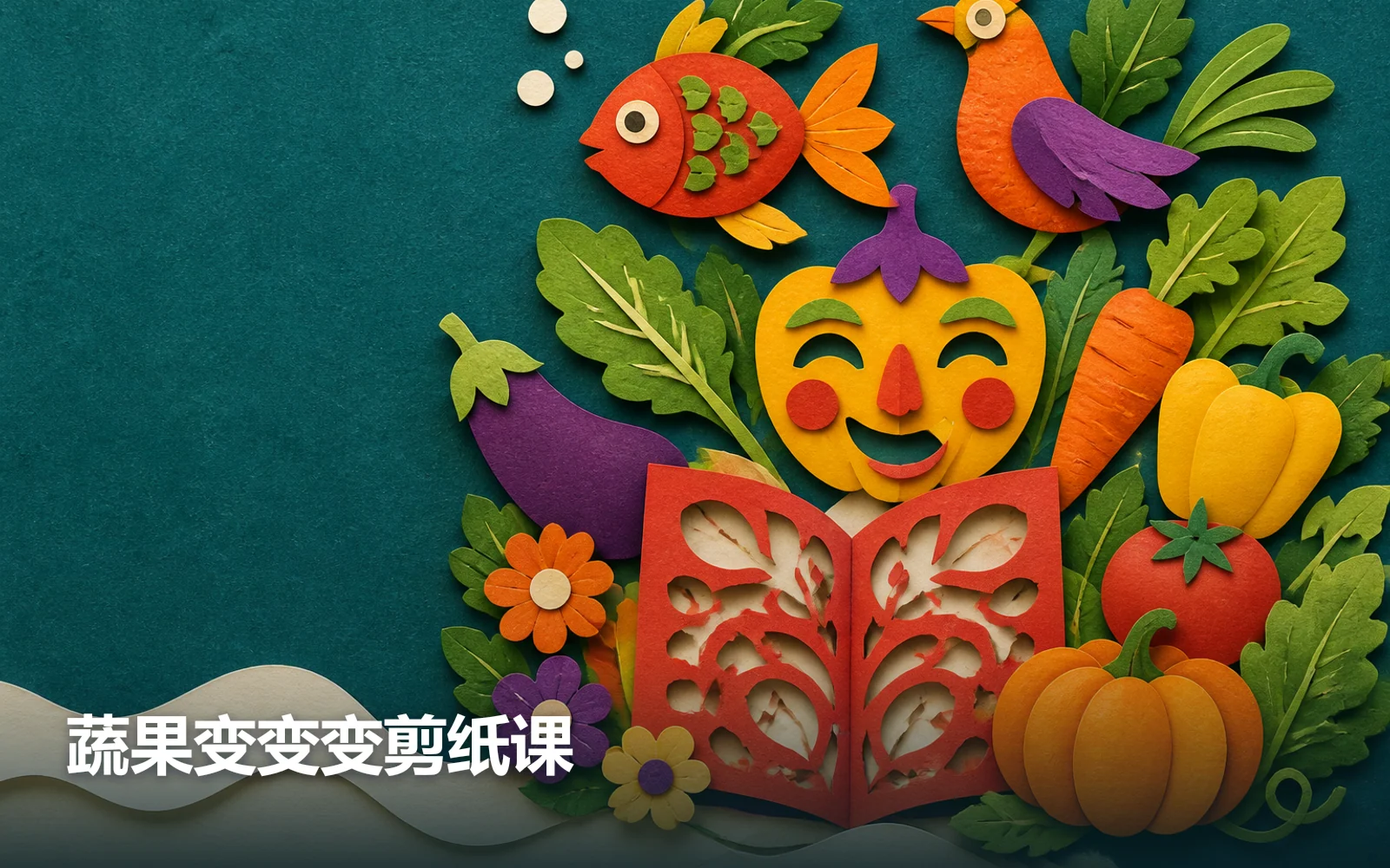 蔬果变变变剪纸课作品主视觉