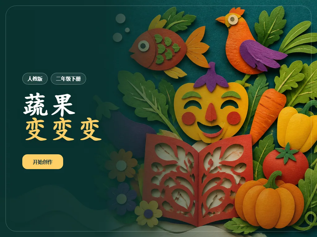 蔬果变变变剪纸课平板端首页界面