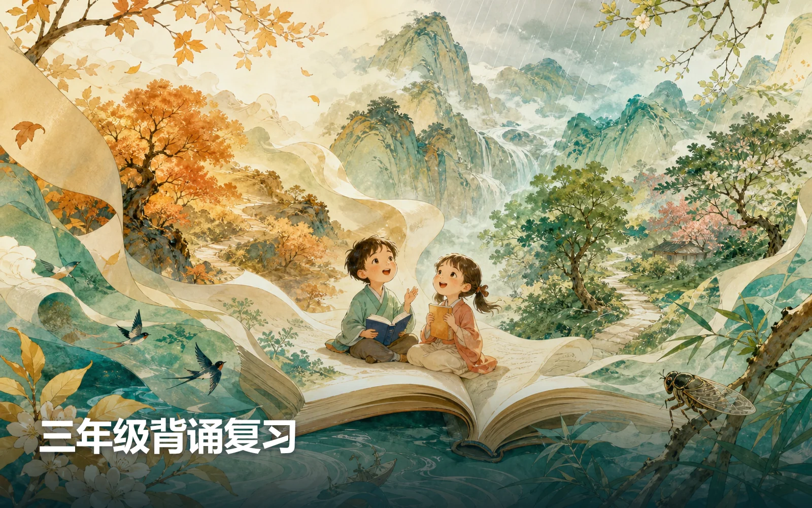 三年级背诵复习作品主视觉