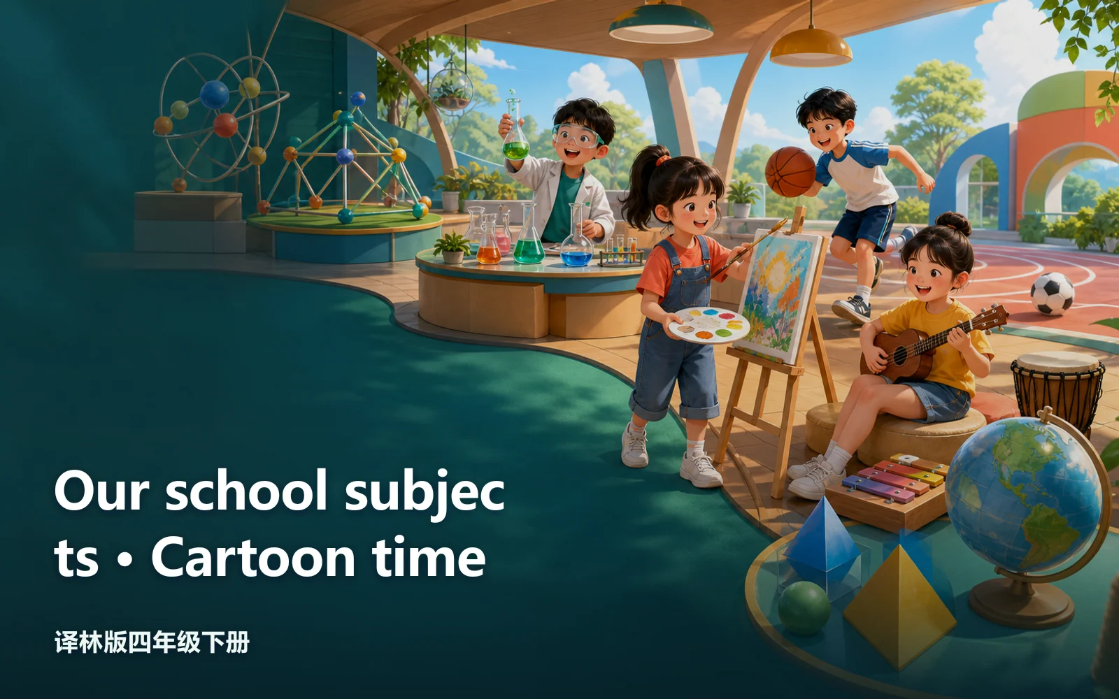 Our school subjects · Cartoon time作品主视觉