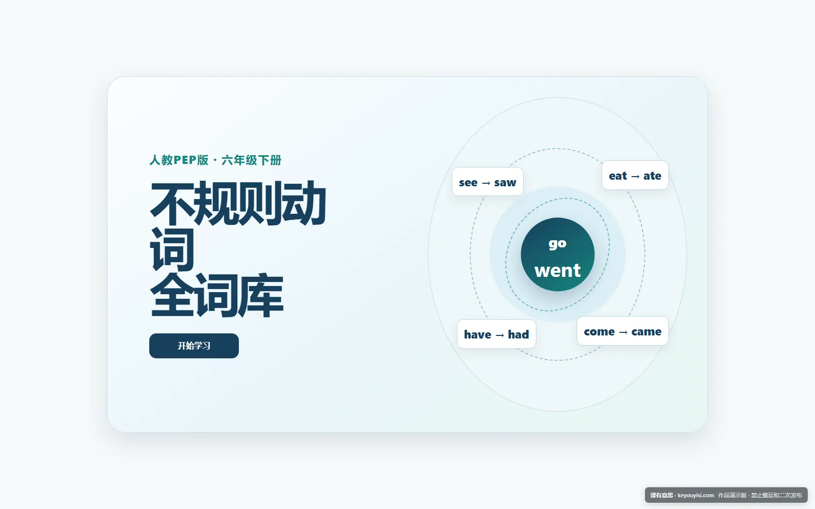 不规则动词全词库电脑端首页界面