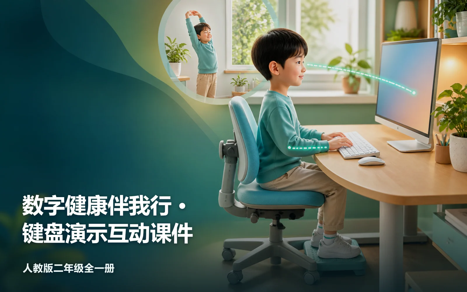数字健康伴我行 · 键盘演示互动课件作品主视觉