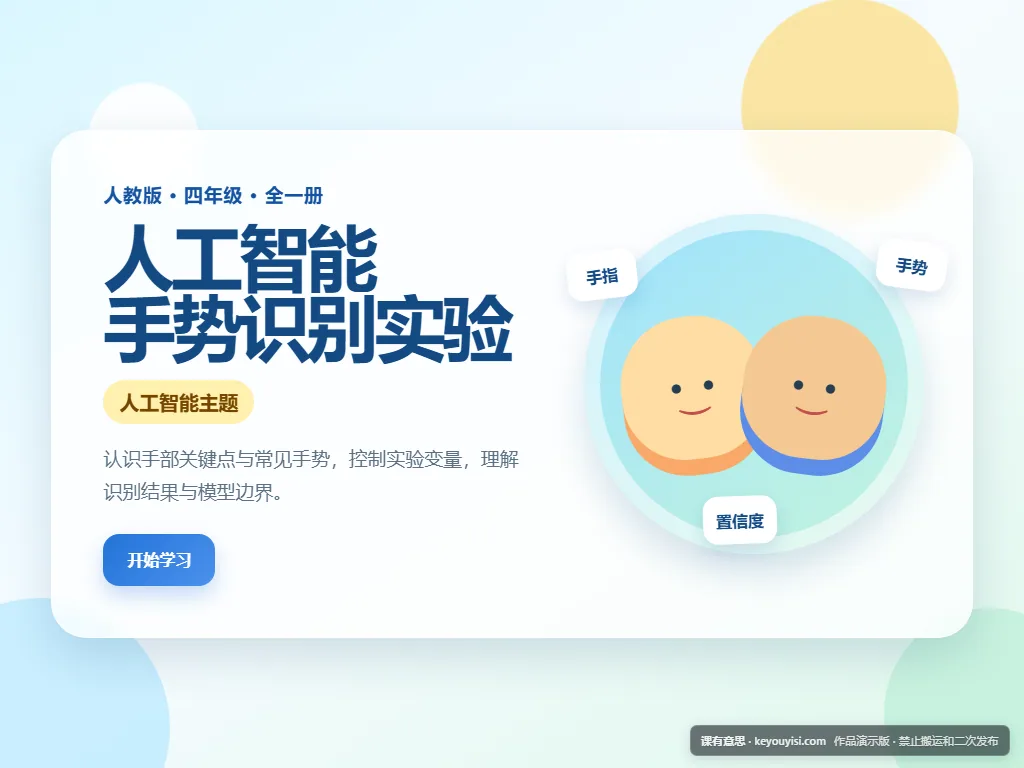 人工智能手势识别实验平板端首页界面