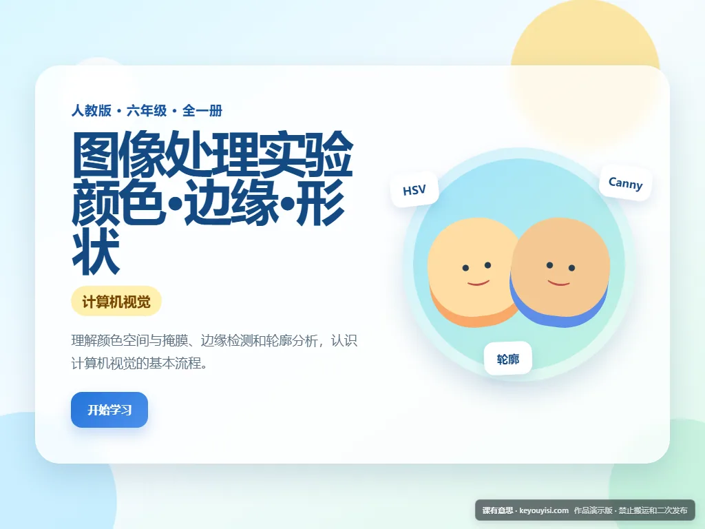 图像处理实验 · 颜色、边缘和形状平板端首页界面