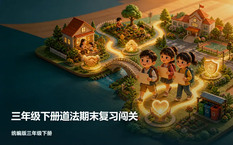 三年级下册道法期末复习闯关作品封面