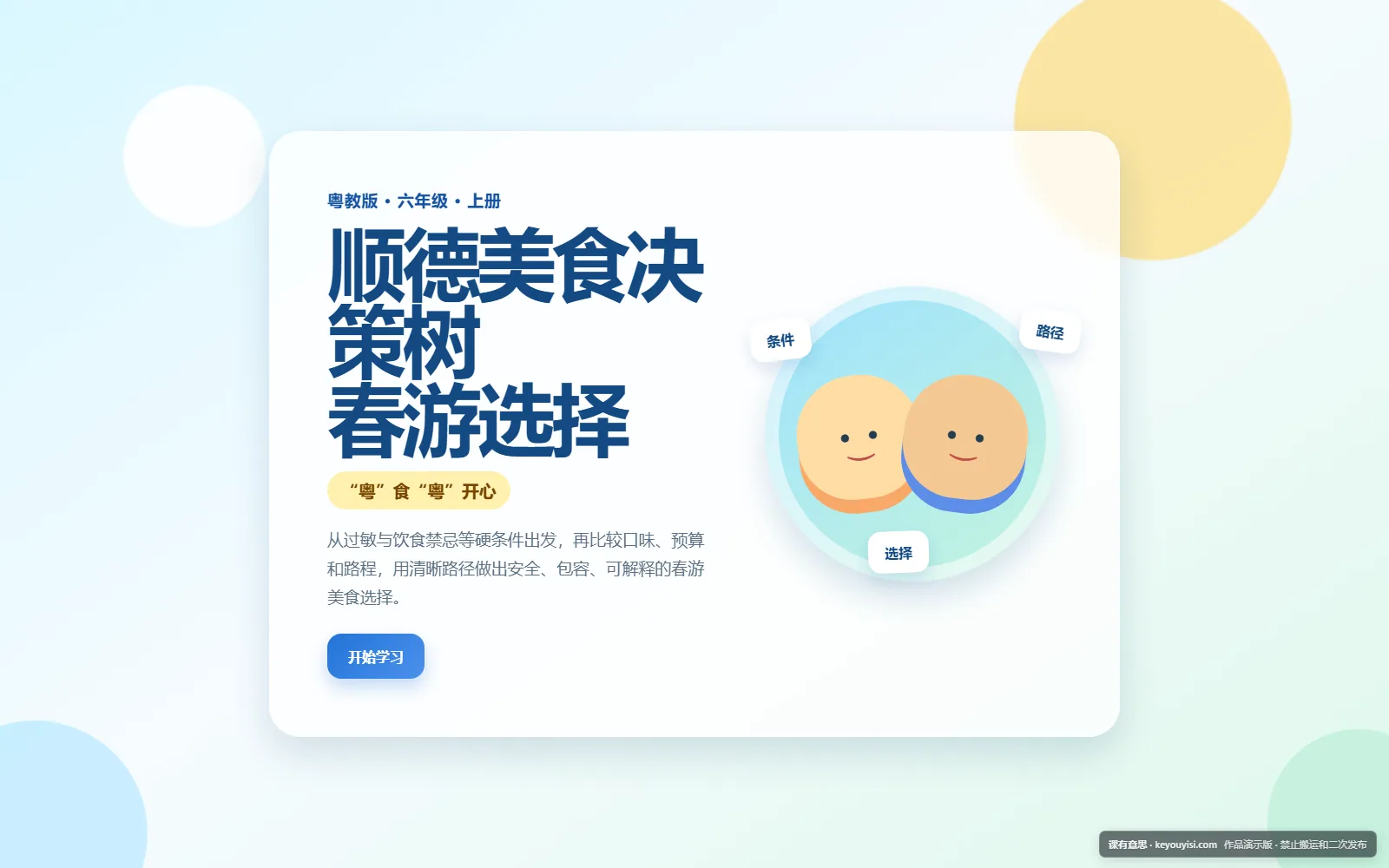 顺德美食决策树 · 春游选择电脑端首页界面