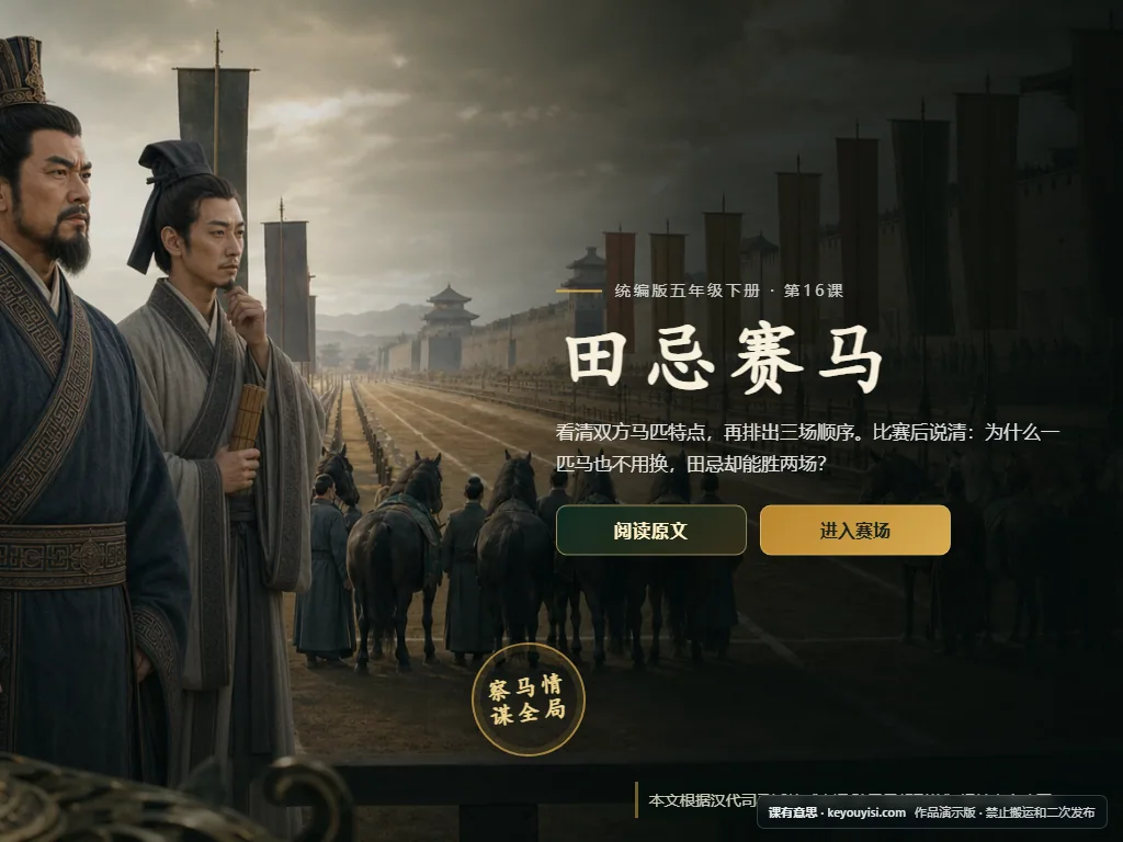 田忌赛马互动课件平板端首页界面